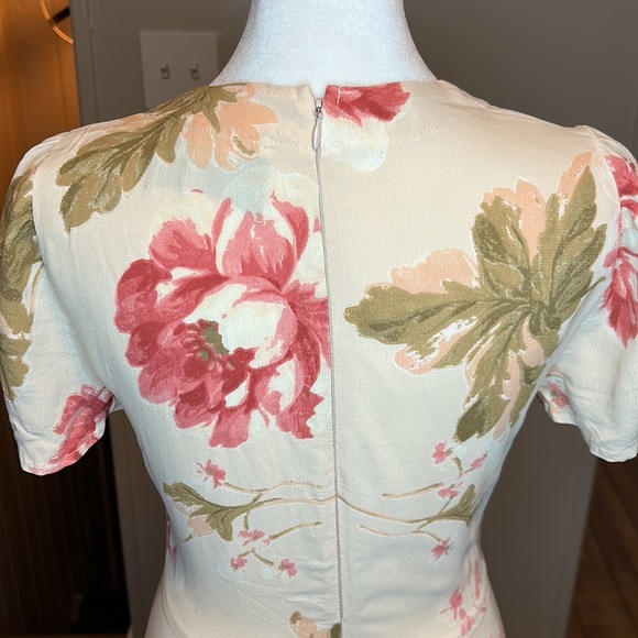 Reformation Koa Pink Floral Lace Up V Neck Short Sleeve Mini Dress New Size 2 - Picture 10 of 12